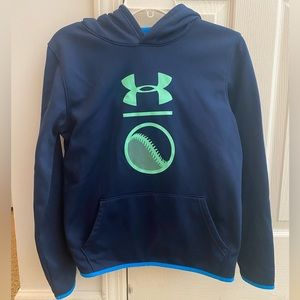 Youth XL Under Armour Baseball Blue Hoodie Sweatshirt